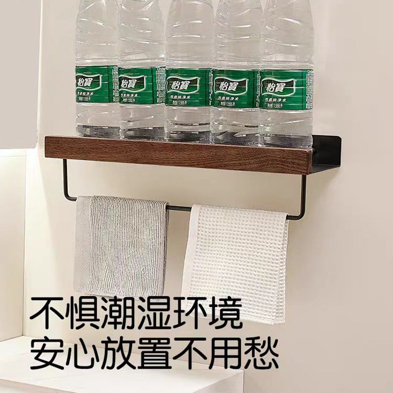 Walnut Bathroom Bathroom Storage Rack Toilet Wash Desk Toilet Wall Hole-Free Storage Shelf - Image 5